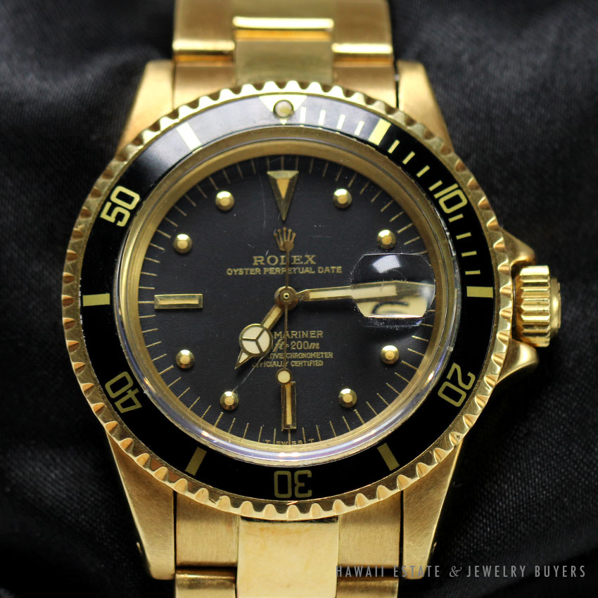 visa entidad Actuación Rare Rolex Submariner 1680 Black Nipple Dial 18K Yellow Gold Bracelet Watch  - Diamond Guy Hawaii
